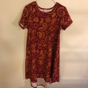 LuLaRoe Carly Red Yellow Floral Dress